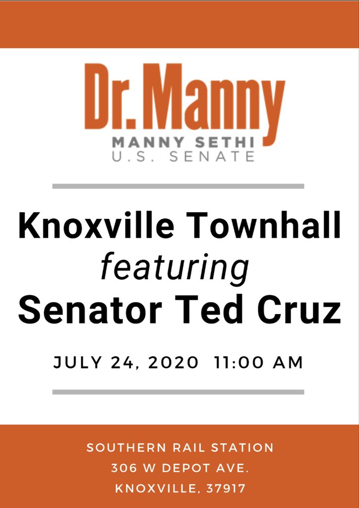 MegaBullhorn865's tweet photo. Senator @tedcruz will be in Knoxville tomorrow in Support of @DrMannySenate • https://t.co/HoTgujABCV •
#TheMegaBullhornOfTruth • #FifteenYearsAsATRUTHBlog • #CitizenInformer • #InternetBloggerIAm •
#BEALEGEND • https://t.co/rEROqTZWll