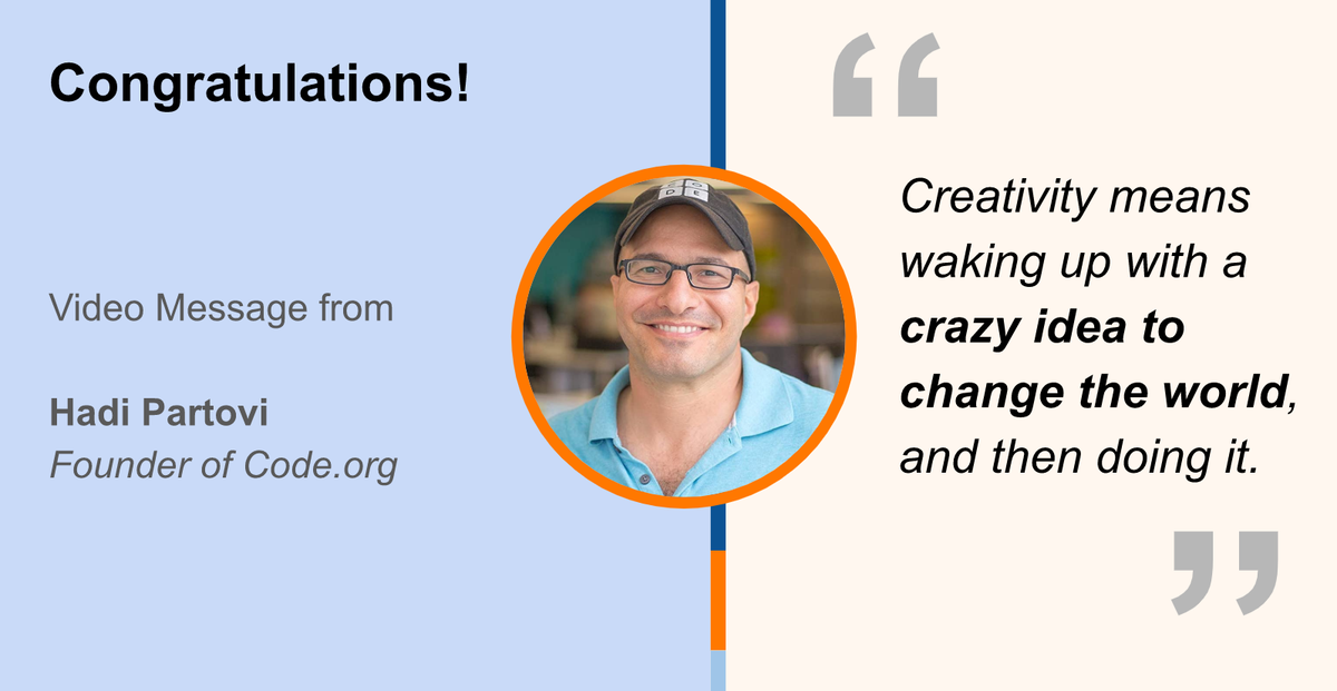 LAUSD_EdTech's tweet photo. WATCH: Founder of @codeorg & #HourOfCode @hadip shared a special congratulatory message w/ the 5k @LASchools students who engaged in #ITISummerOfCS --https://t.co/5xycgEYVcc ... #CSforCA #CS4All #CSforALL #SummerOfCS https://t.co/QYEWXSmtb8