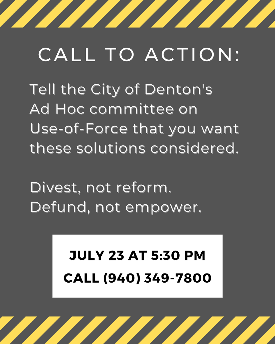 dentondiversity's tweet photo. Call (940) 349-7800 beginning at 5:30 p.m. and tell them you want solutions that center the most marginalized.
Link to talking points → https://t.co/3QRTCn9FUV
#Denton
#DentonProtests
#DentonCantWait https://t.co/afvds6dJv1