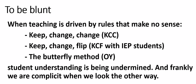 calarmstrong's tweet photo. Steve Leinwand - "Student understanding is being undermined" when we make math about rules
#mtbos #pctmvirtual https://t.co/2uCwfwWVzX