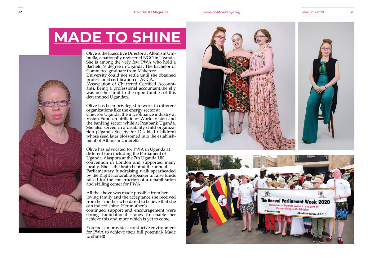 Meet Olive the Executive Director of Albinism Umbrella in Uganda share her inspirational story with first ever ALBINISM &amp; I Magazine.
#OwnYourStory #AlbinismIsHumanism #MakingMoreHealth #ChangingTheNarrative