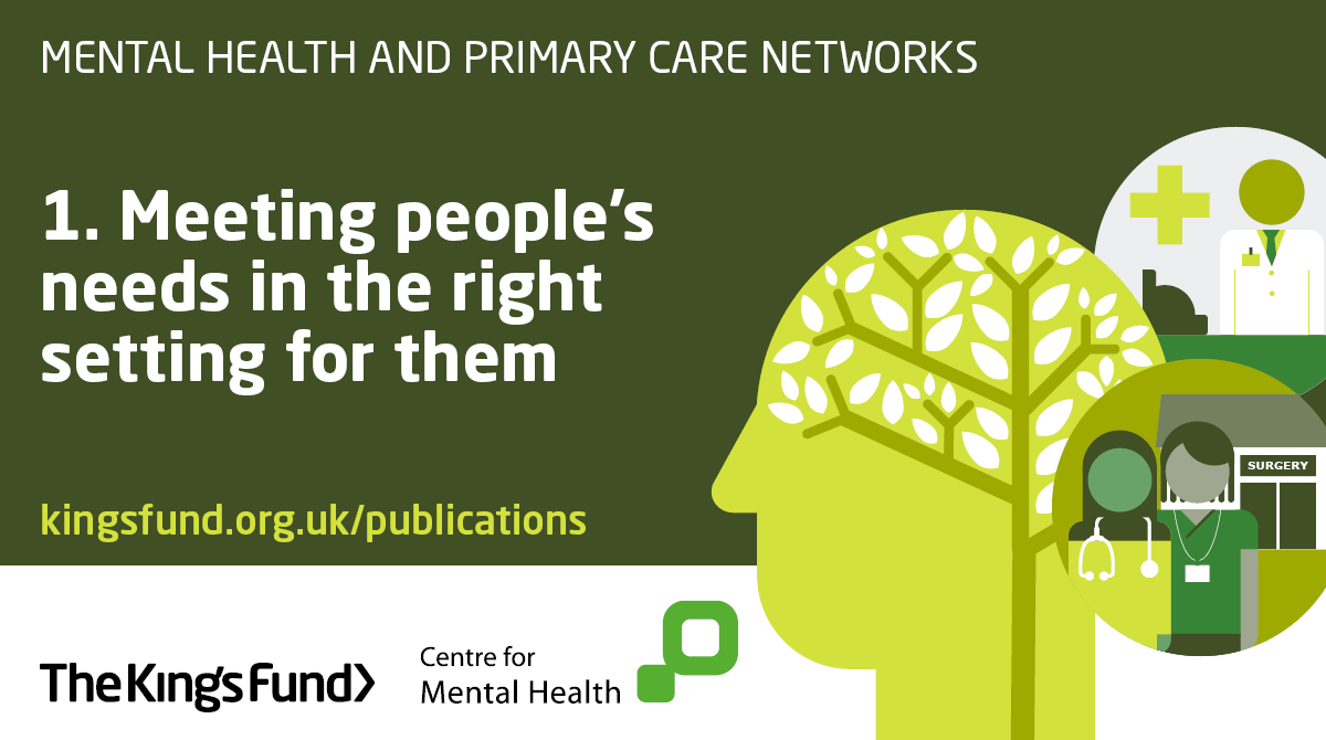 Our new joint report with  @CentreforMH sets out nine principles for primary care mental health services. The first recommends flexibility when choosing the setting for delivery of mental health services.  https://www.kingsfund.org.uk/publications/mental-health-primary-care-networks?utm_source=twitter&utm_term=thekingsfund&utm_medium=social