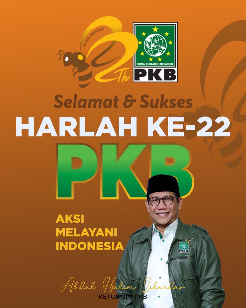Barokallah, semoga senantiasa mewarnai demokrasi di Negeri ini, berjuang untuk rakyat, serta melayani Indonesia.
Sanah Helwah Partai Kebangkitan Bangsa

#Harlah22PKB 
#AksiMelayaniIndonesia
