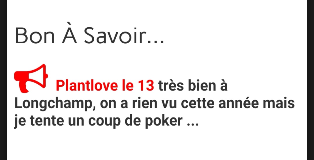 RueDesTurfistes's tweet photo. On est bien encore sur https://t.co/PIRSL611Ml
Arrivée Quinté 13-10-14-6-3...
Le cheval du Quinté gagnant à 10/1
Quinté désordre avec les 2 bases 1er et 2e...
@PMU_Hippique @ZEturfFr
Team rue @Studio_6_1 @JPalast @questacarlito @RueDesTurfistes https://t.co/8DHWrMegxv