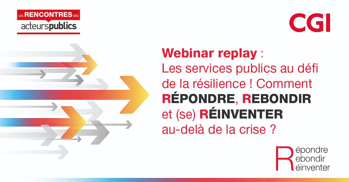CGI_FR's tweet photo. #RAP2020 Vous n'avez pas pu assister au webinar : « Les services publics au défi de la résilience ! Comment répondre, rebondir et (se) réinventer au-delà de la crise ? » ?
Le replay est disponible ici 👉https://t.co/dJAGApL5m2

#CGI3R #servicespublics #numerique #secteurpublic https://t.co/uB4QyUbJPo