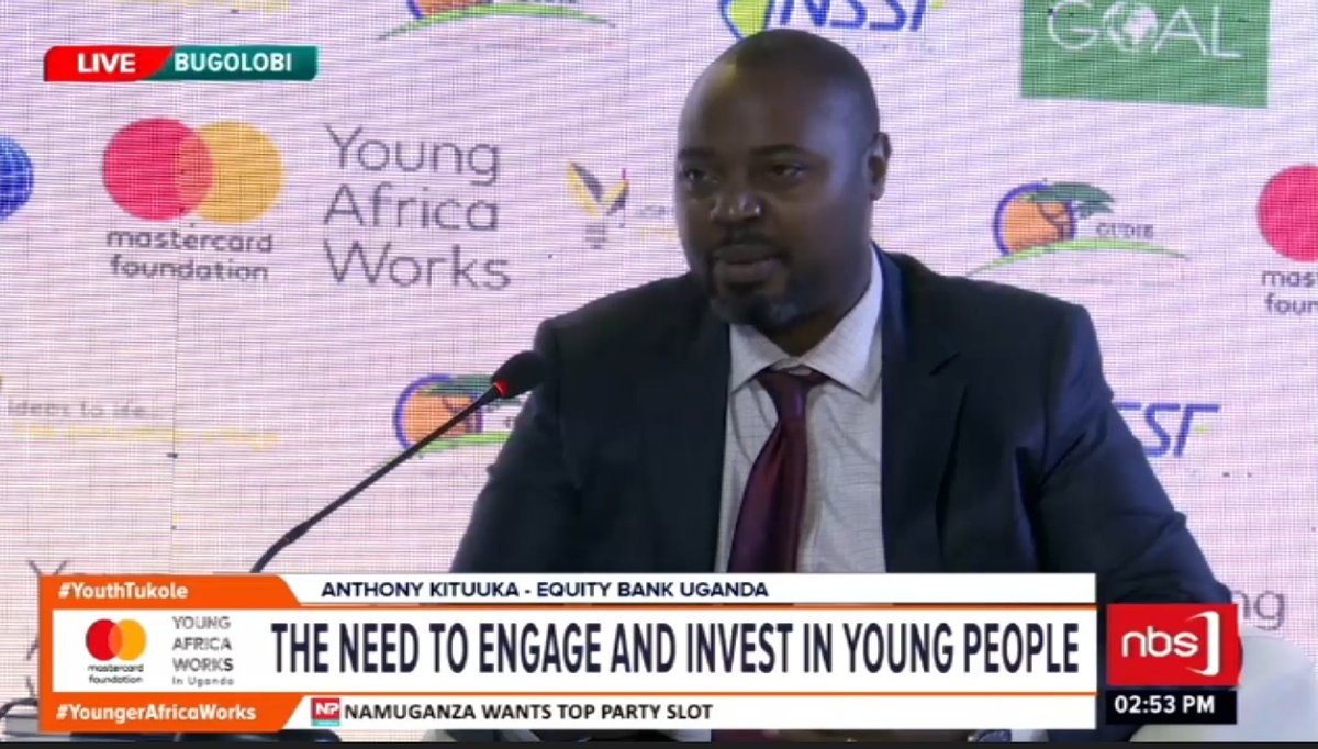 <a href="/AnthonyKituuka/">Anthony Kituuka</a>: We're leveraging on agency banking (EquiDuuka) to bring financial services closer to the young people. Our agency network is over 4000 agents. We have democratized banking and enhanced dignity. Young people can now..

 #YouthAfricaWorks  #YouthTukole
