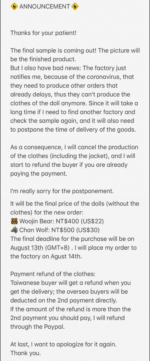 DOLL_WOOJINBEAR's tweet photo. ⚠️重要公告⚠️
⚠️Announcement⚠️
📌Deadline: August 13th
Taiwan台灣購買表單：https://t.co/Rp5N3psckz

Overseas buyers &amp; G.O. please DM to get the overseas form, thank you. 
#StrayKids #스트레이키즈 
#CB97 #방찬 #BangChan 
#김우진 #우진 #Woojin https://t.co/E0vUqIMEnn