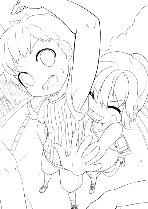 線画と、男の子立ち絵 