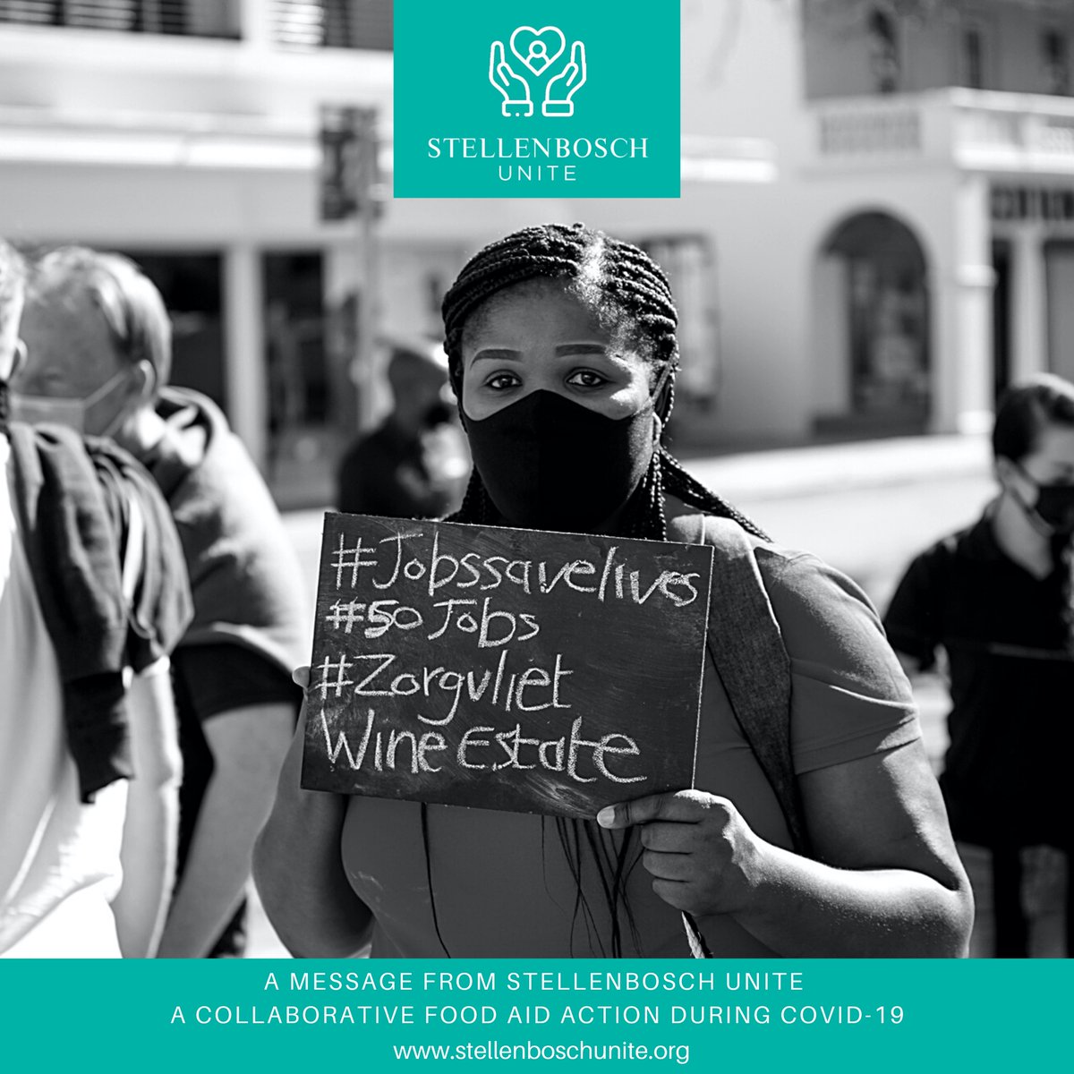 #JobsSaveLives 50 jobs <a href="/Zorgvliet_Wines/">Zorgvliet Wines</a> 

To donate to the Stellenbosch Unite emergency food aid, please visit stellenboschunite.org

#stellenboschunite #strongertogether #southafrica #savesawine

<a href="/VisitStellies/">Visit Stellenbosch</a> <a href="/News24/">News24 🇿🇦</a> <a href="/eNCA/">eNCA</a> <a href="/Eat_Out/">Eat Out</a>