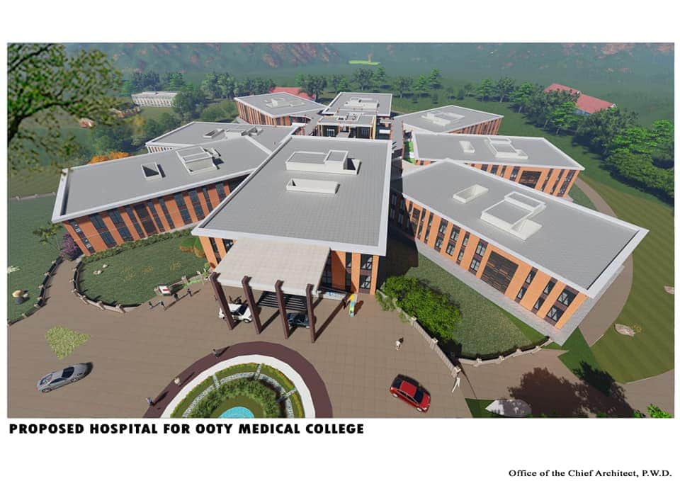 Ooty_FC's tweet photo. Proposed Hospital for  #Nilgiris
#Ooty MedicalCollege

#நீலகிரி மாவட்டம் உதகையில் அமையவுள்ள மருத்துவ கல்லூரி   மாதிரி தோற்றம். 

விரைவில் கண்ணுக்கு விருந்தாய். 
மக்களுக்கு மருந்தாய் உருவாகும்

#OotyFC https://t.co/9y5wXlwP0x
