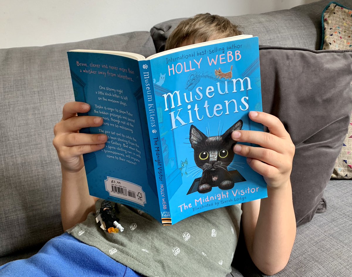 BookSuperhero2's tweet photo. #BookBoyJr is getting comfy with a new #MuseumKittens adventure by @HollyKateWebb @LittleTigerUK 🐱 https://t.co/vnZEDz6W4E