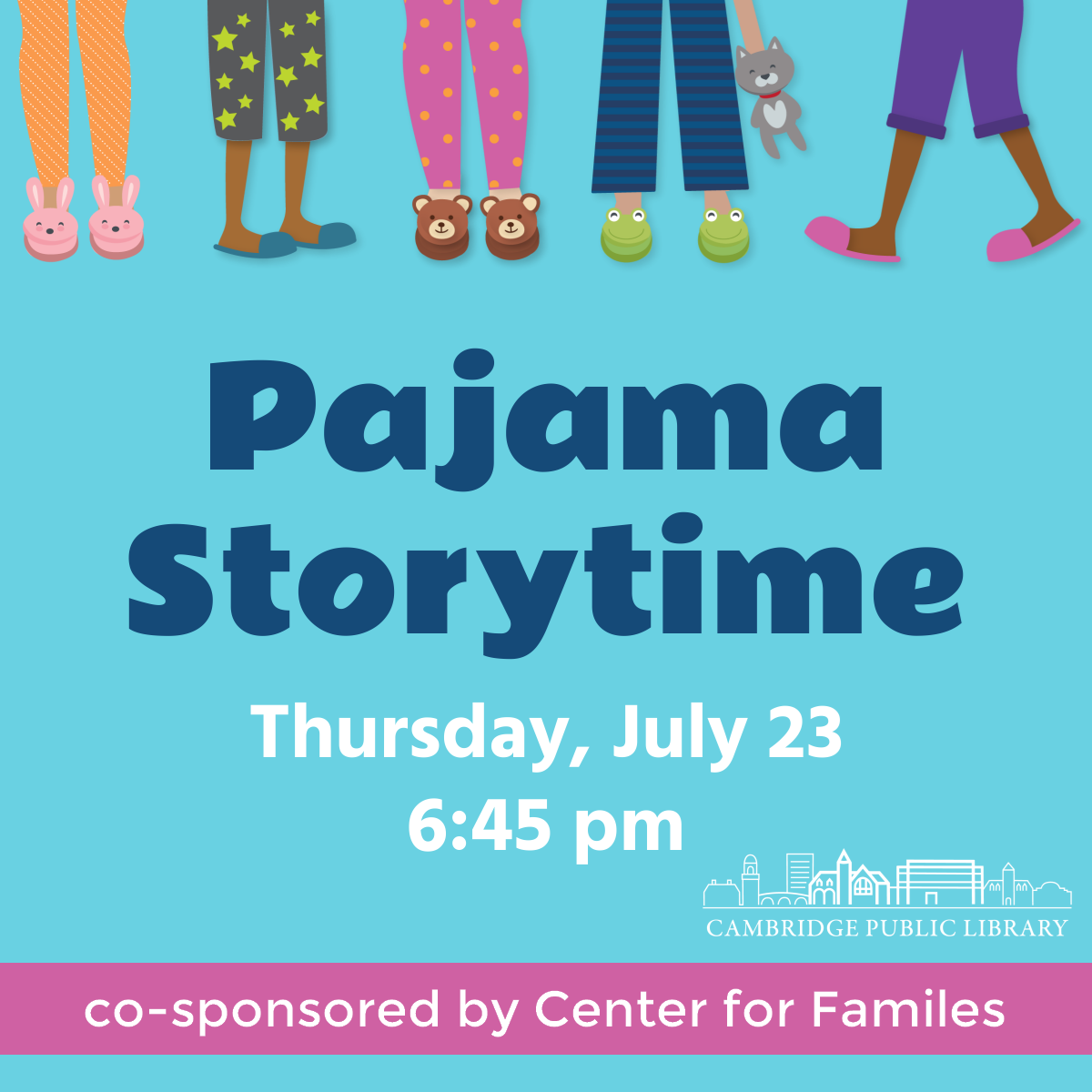 cambridgepl's tweet photo. Tonight! Join us from home in your PJs for songs, stories, and rhymes to wind down the day. Presented by the Cambridge Public Library and the Center for Families. Register now:  #cambma https://t.co/clMBMwA0B7 https://t.co/TgJjKntiUr