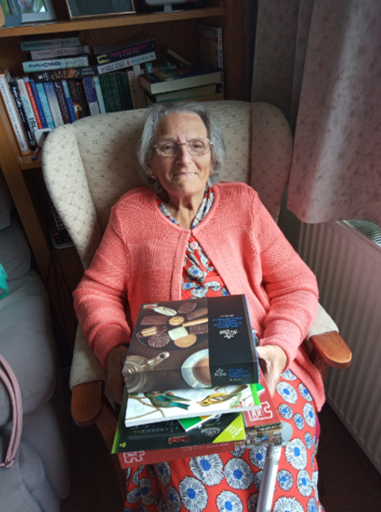 AgeUKCK's tweet photo. This is Audrey after she received her activity pack. "I just wanted to say a huge thank you to Age UK for the activities pack. Mum is overwhelmed with your kindness and it helped her settle in. Such a good idea." - Helen, Calderdale. For more info - enquiry@ageukck.org.uk 💙 https://t.co/ZQDVpnQ47D