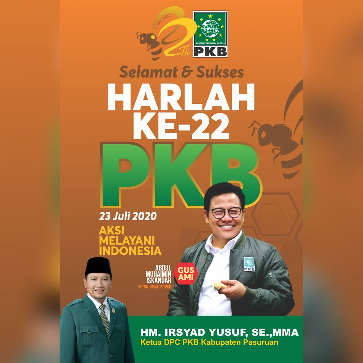 DPCPKBKabPas's tweet photo. Keluarga Besar @DPCPKBKabPas mengucapkan: selamat &amp; sukses #Harlah22PKB smg sllu istiqomah dlm #AksiMelayaniIndonesia dan #PKBselaluDidepan serta terus komitmen #PKBmembelaRakyat.

@DPP_PKB @cakimiNOW @dpwpkbjatim_ @halimiskandarnu @IrsyadYusuf1 @FraksiPKB @fraksipkbjatim_ https://t.co/6F4yLFfJWs