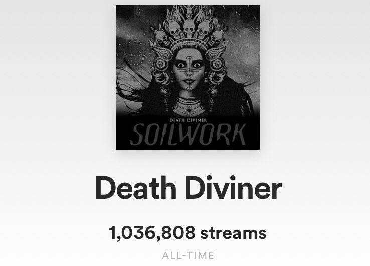 Soilwork's tweet photo. 1 million‼️Thank you so much for listening friends 🙏🏻🥳 #Soilwork #deathdiviner #nuclearblastrecords https://t.co/R6N5CX8o6n