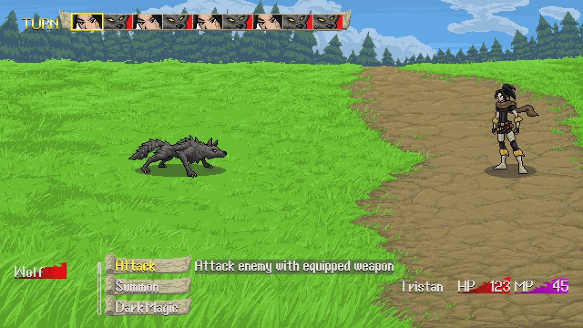JorinDesign's tweet photo. Ok, so these are the first mockup pictures I've made. There is going to be random encounters and battles turn based. Enemies are positioned into grid based on their size and character can be positioned either front or back row. #ProjectRisenPath #pixelart #gamedev #battlesystem https://t.co/E5YCn2Se1h