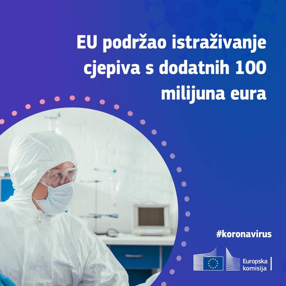 EDSlavonskiBrod's tweet photo. Solidarnost u vrijeme koronakrize:
EU podržao istraživanje cjepiva s dodatnih 100 milijuna eura.
#solidarity #COVID19 https://t.co/Dfukb5zwTS
