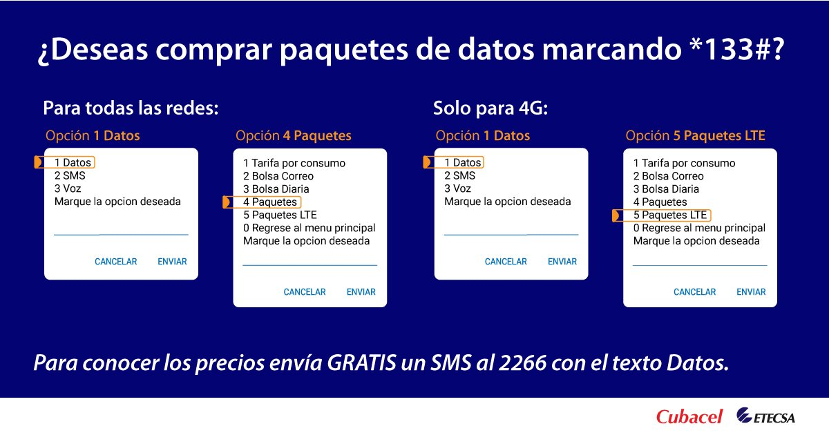 ETECSA_Cuba's tweet image. ¿Cómo adquirir los Paquetes de Datos?
 #4GenCuba 👉#saLTEmos