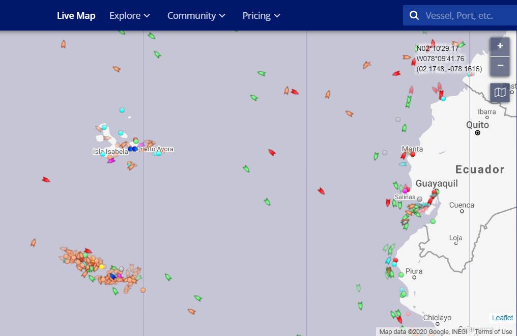 Seasaver's tweet photo. A massive industrial Chinese fishing fleet is currently off the Galapagos Islands - a @UNESCO World Heritage Site. Read more here https://t.co/d3rYFqvBQB #SOSGalápagos https://t.co/lFqKaCB51E
