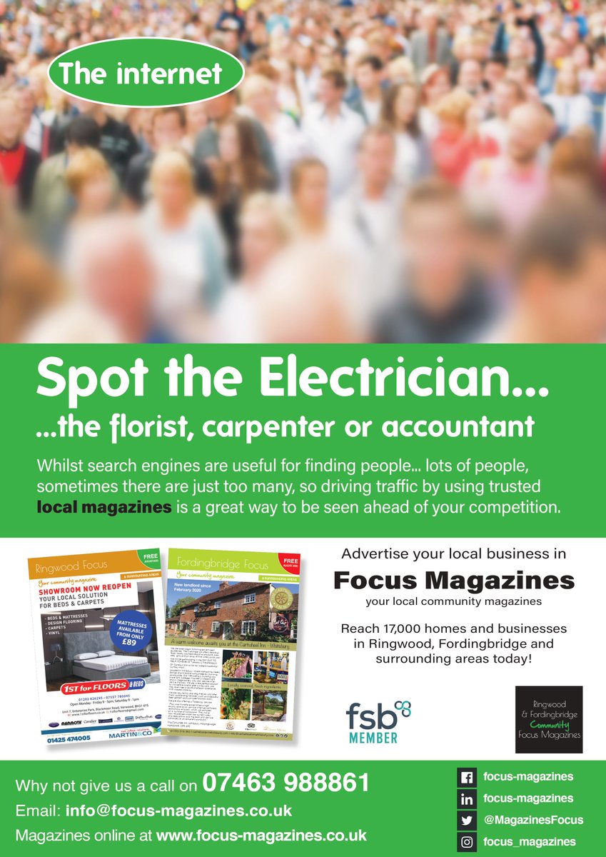 MagazinesFocus's tweet image. If you are thinking of a good reason why should you advertise to reach the local audience, here is a reason to advertise in your local Focus Magazines!
focus-magazines.co.uk
#localbusiness #localadvertising #advertising #focusmagazines #ringwood #fordingbridge