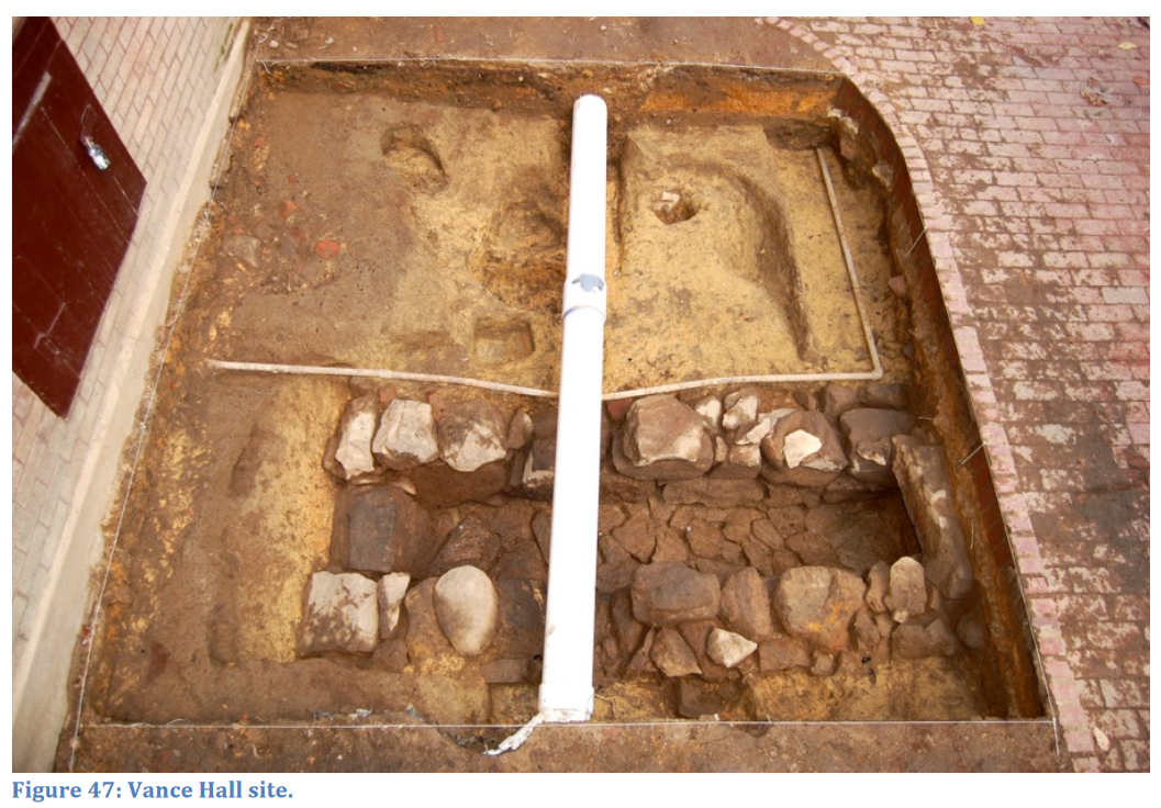 Archaeological digs have found other similar stone structures used for water, like this drain built by enslaved people in the 1840s. Elisha Mitchell, namesake of Mitchell Hall, was overseer for this project. He was also the largest slaveholder in Chapel Hill at his death in 1857.