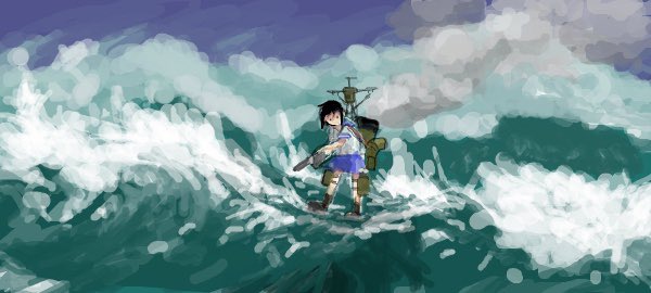 漣(艦これ) ,潮(艦これ) 「海の日かあ。海っぽいの 」|ひじからのイラスト