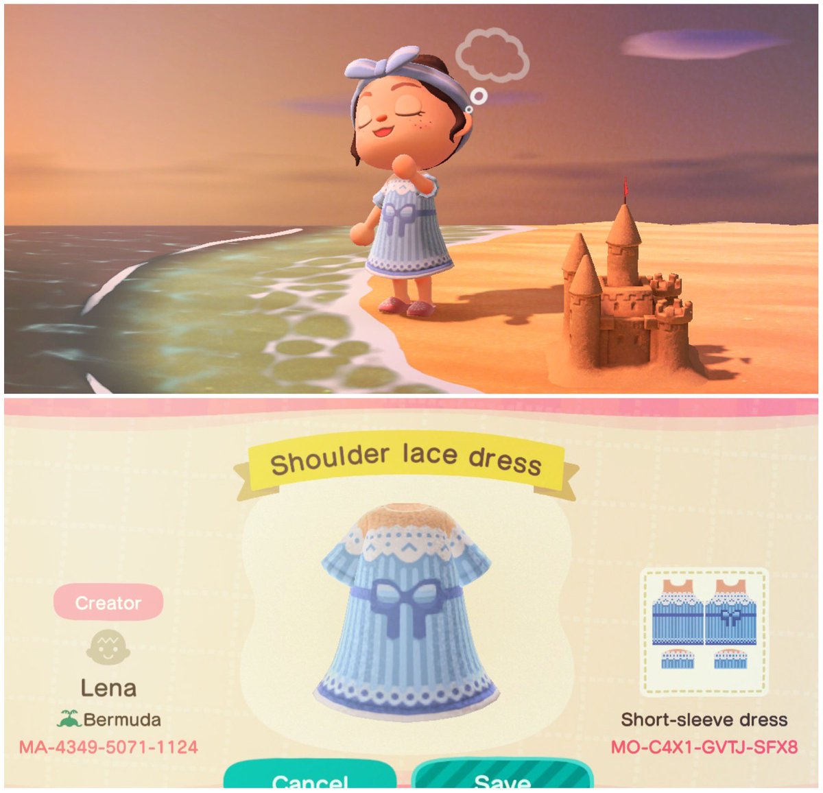 acnh summer dress design Animal crossing custom designs menu