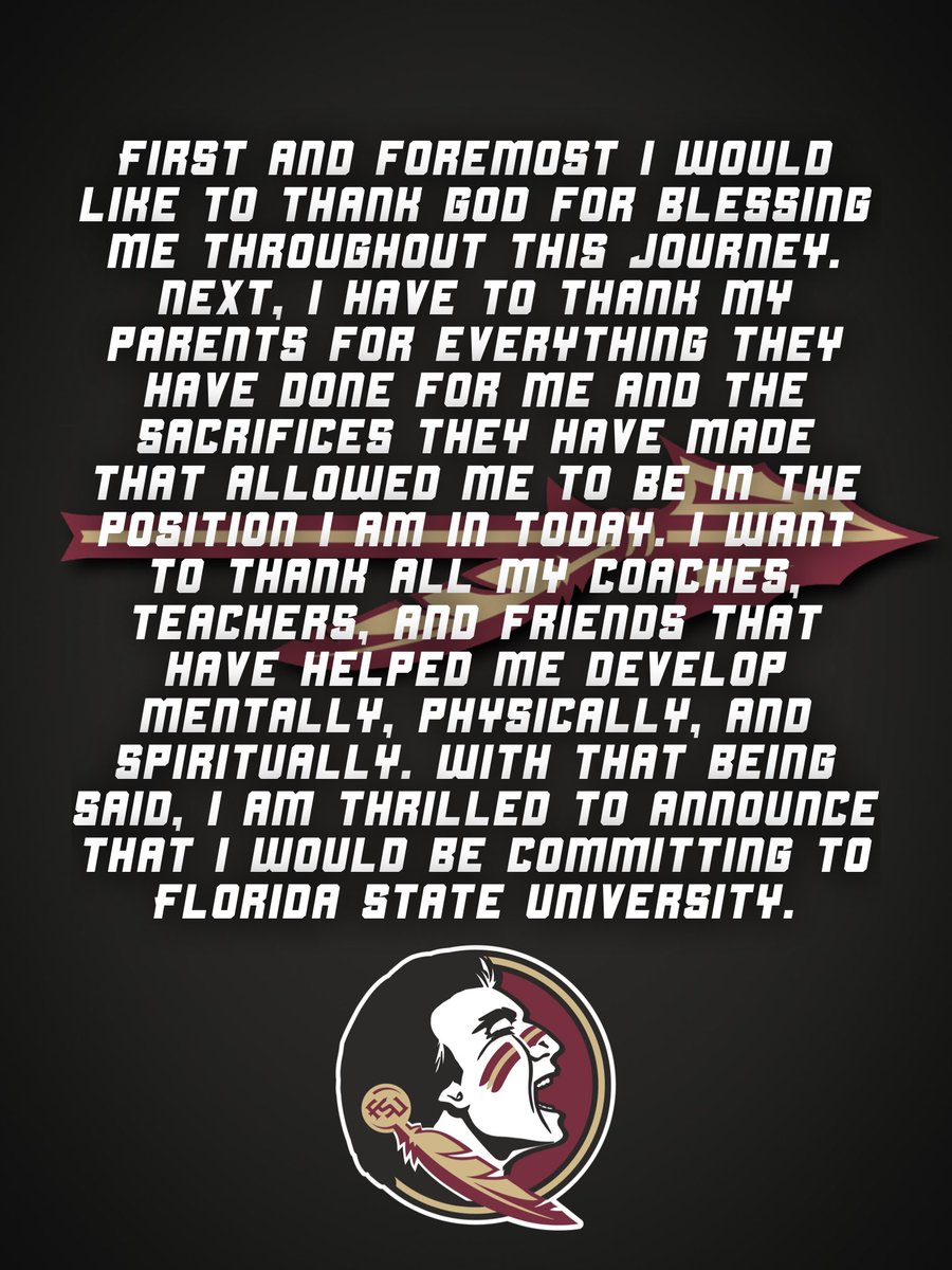 ByronTurnerJr's tweet photo. COMMITTED 📍TALLAHASSEE I’M ON THE WAY.... #GoNoles 🍢 🙏🏾
@Coach_Norvell @CoachYACJohnson @FSUCoachJP 
@FormuLA_Scout 
@4thQtMentality 
@FbIberia 
🔥🔥🔥🔥
#2021Savages
#Destiny https://t.co/otpqG7KIY9