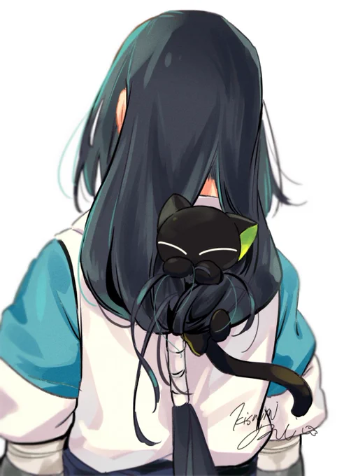 师父の御髪で遊ぶ小黑の絵です。
(以前なら即縛ったけど、現在の师父は弟子に甘いのでしばらく好きにさせてあげることにした……) 