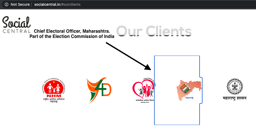 The address 202 Pressman House was also used by a digital agency called "Social Central".This agency is owned by Devang Dave who is the national convener of IT & social media for BJP's Youth Wing  @BJYM.Guess who shows up on his client list on his website? (see images)(3/6)
