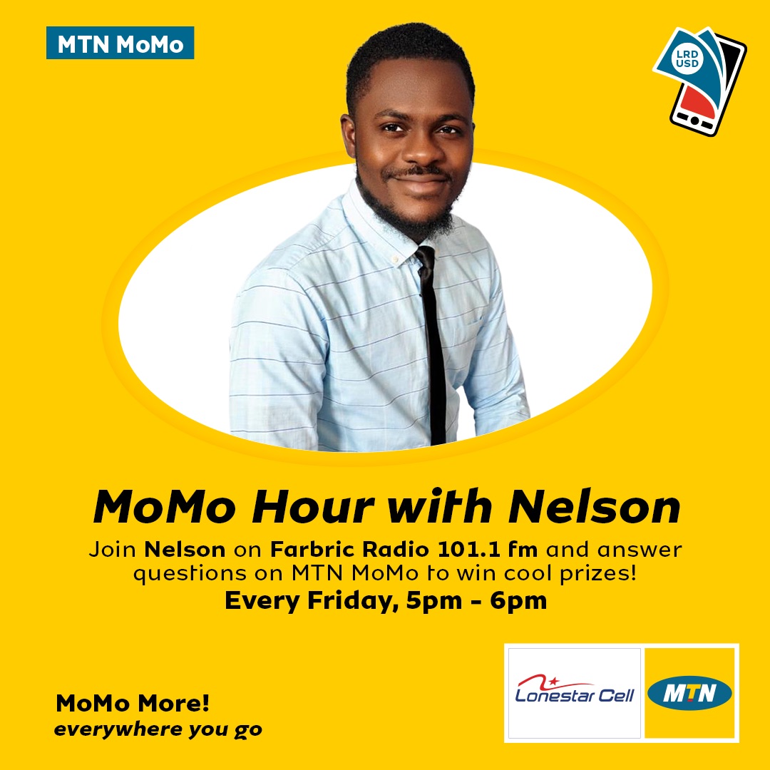 MTNlonestar's tweet photo. Join Nelson Kolleh (@nelsonkolleh) every Friday at 5pm on Fabric radio for the MTN MoMo Hour radio show. It’s an hour of good music, giveaways and more. Don’t hear the gees be in the fries! #LockdownTakeover #Radio #GoodTogether #MoMoHour #Liberia https://t.co/4YFv49SB6s