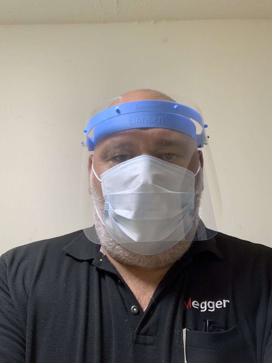 LeeBakermegger's tweet photo. So another demo done following all social distancing and wearing for PPE, I think I look rather fetching 🤪😂😉 #Megger UK #testmeters #electricalcontractor #Electrical #testandmeasure https://t.co/ix2SEAVl5q