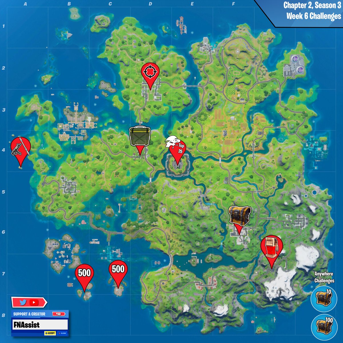 Fnassist News Leaks Fortnite Ch 2 Season 3 Week 6 Challenge Guide Challenges 6 1 Team Challenge Total Xp 290 000 Note Lazy Lake Chests Gas Up Vehicle