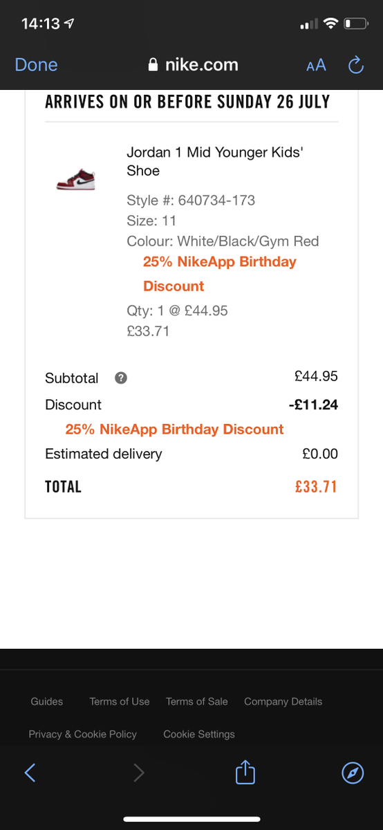 nike birthday discount terms