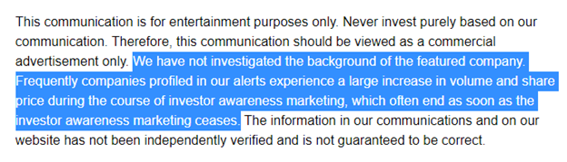  $FD.V has spiked on a slew of buzzword-laden press releases, helped by stock promoters who received payment through an opaque newly-renamed BVI-registered entity. The site admits in its disclaimers that stocks it touts often plunge after their promotion cycle ends