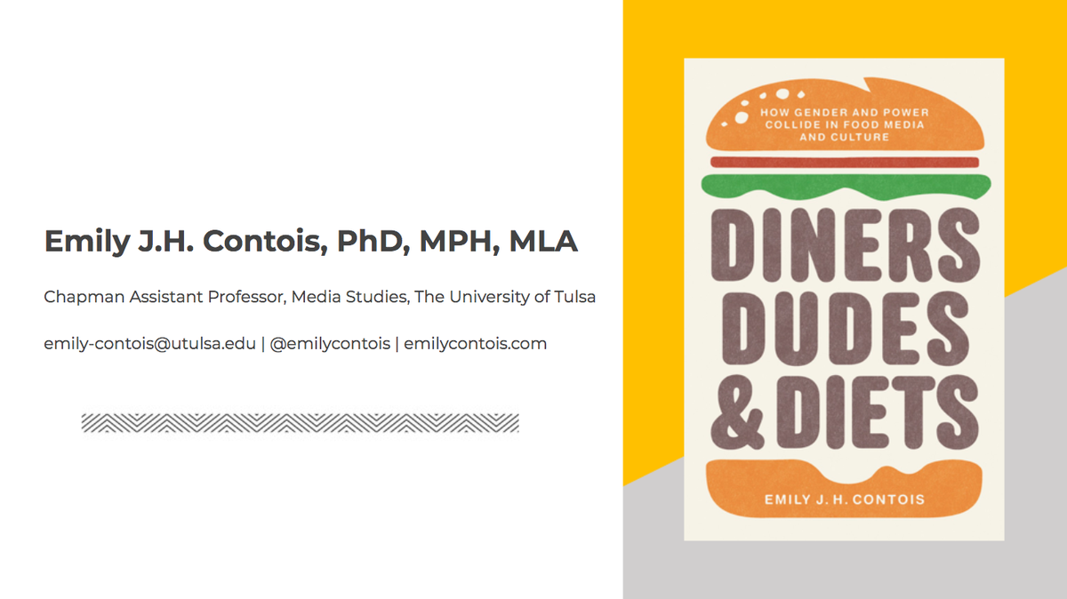 {1} Welcome to the first ever  @asfs_org /  @afhvs_org Twitter Conference! I’m delighted to share a bit about my new book—Diners, Dudes & Diets: How Gender & Power Collide in Food Media & Culture—out this November from  @uncpressblog.  #foodstudies20
