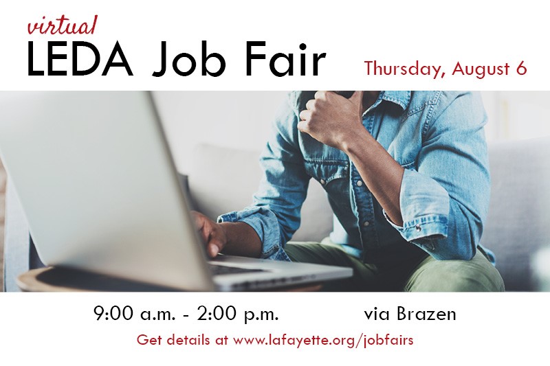 slcc_cc's tweet image. Are you looking for a new job?  LEDA is hosting a virtual job fair on August 6.  Chat with hiring employers from the comfort of your home. Info--&amp;gt; Lafayette.org/jobfairs
@LEDALafayetteLA #jobs #louisiana #jobfair #jobsearch