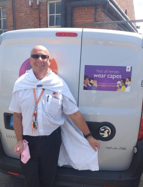 PhilBentleyCEO's tweet photo. Amazing to see so many @mitie fleet drivers with their new #FrontlineHeroes van stickers. We wanted to show the world how proud we are of all our Mitie colleagues that are #KeepingtheUKRunning. Not all heroes wear capes! https://t.co/z13SNTJ27F