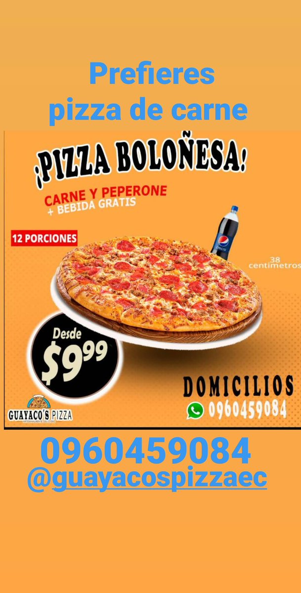 IBlueRadioec's tweet photo. @guayacospizzaec hace una PIZZA artesanalmente DELICIOSA, tienen unos combos económicos y te da la opción de armar la pizza a tu gusto.
Llama al 0960459084 y pide tu pizza que te la llevan a domicilio. https://t.co/Z1pgBBlEzp