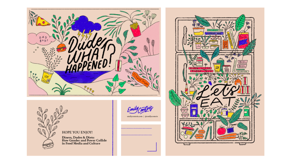 {21} *AND* for all preorders before 11/1, my fab student Val Hinkle designed these amazing thank you postcards. To redeem, email your proof of purchase + preferred name and mailing address to dinersdudesdiets [at] gmail [dot] com.  #foodstudies20