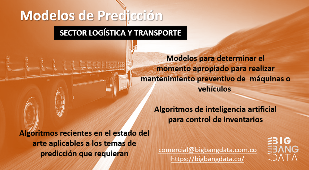 BbdColombia's tweet photo. Modelos de Predicción en el sector logística y transporte con analítica #BBD #Analítica #Logística #Transporte #Prediccion 
comercial@bigbangdata.com.co
https://t.co/5FHdKOIo4v https://t.co/EoDuY6kkJk