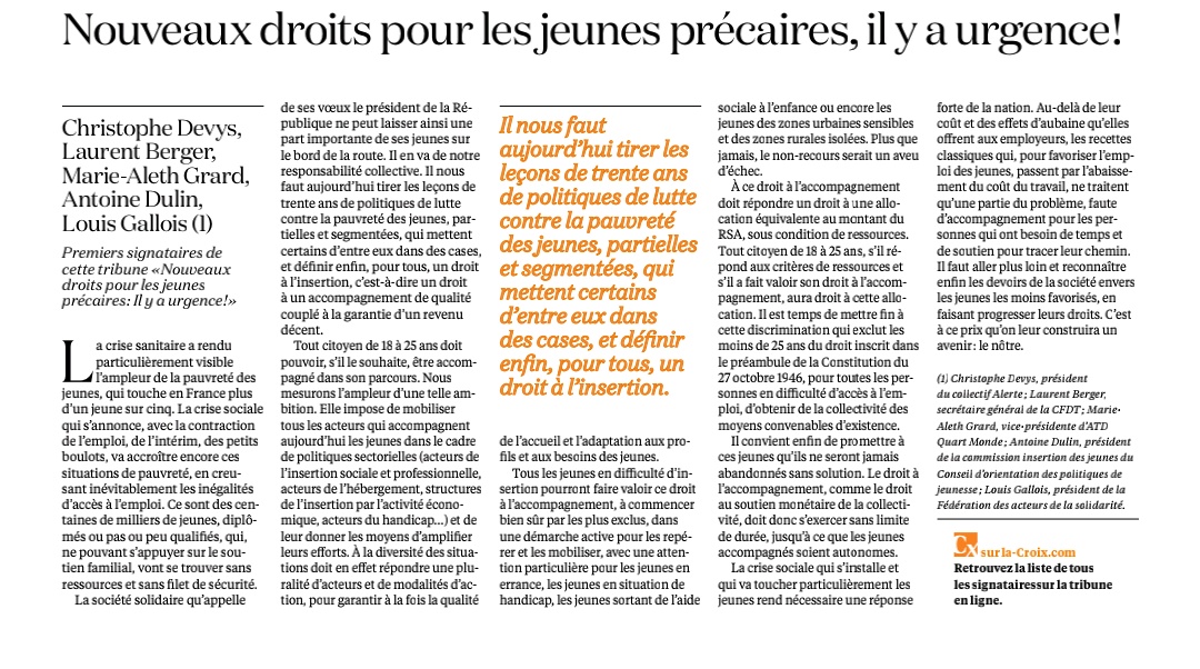 Antoinedulin's tweet photo. Le #PlanJeunesse a été presenté ce matin. 
Resultat : rien pour les jeunes les plus vulnérables de moins 25 ans qui sont exclus de la solidarité intergénérationnelle.
Il y a pourtant urgence à apporter des réponses de long terme aux jeunes qui vivent dans la #pauvreté. https://t.co/Xysb1M707D