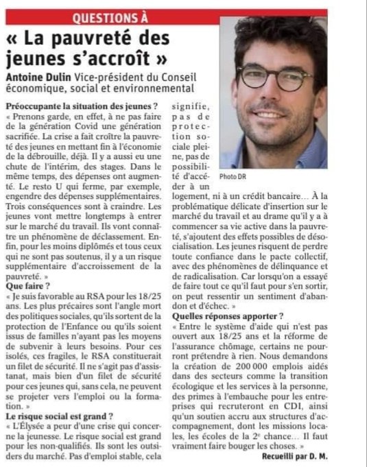 Antoinedulin's tweet photo. Le #PlanJeunesse a été presenté ce matin. 
Resultat : rien pour les jeunes les plus vulnérables de moins 25 ans qui sont exclus de la solidarité intergénérationnelle.
Il y a pourtant urgence à apporter des réponses de long terme aux jeunes qui vivent dans la #pauvreté. https://t.co/Xysb1M707D
