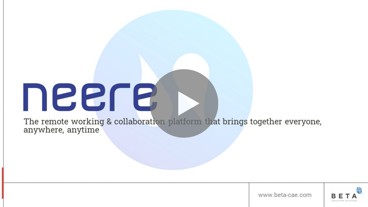 betacae's tweet photo. This video is an introduction to #NEERE, our unified collaboration environment that brings together everyone, anywhere at anytime: https://t.co/DBlLk76eEu

#Physicsonscreen #CAE #telecollaboration #workfromhome #teamwork #EngineeringSimulation #CAASE20 https://t.co/UVf5oCz8L0