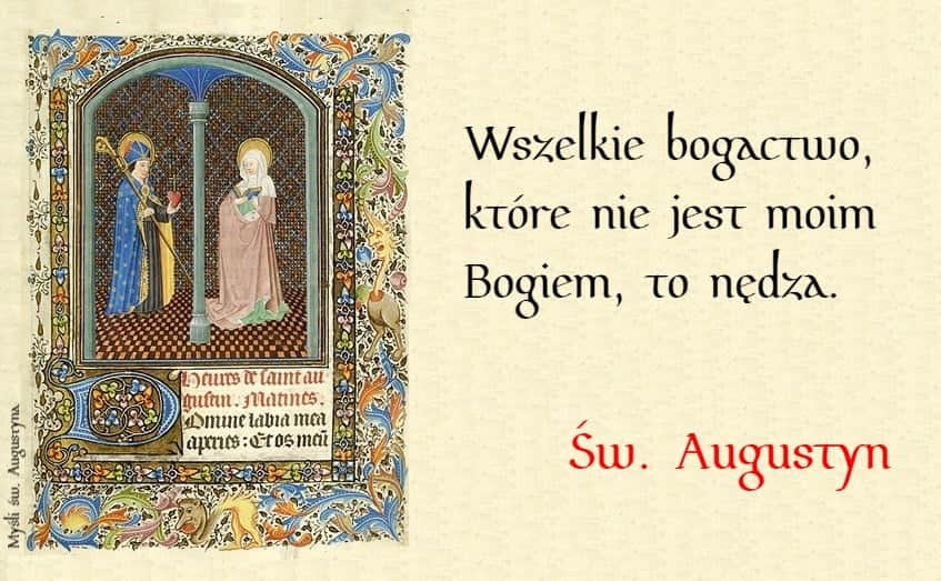 Mysli_Augustyna's tweet photo. "Wszelkie bogactwo, które nie jest moim Bogiem, to nędza."

Św. Augustyn, Wyznania, XIII, 8. #Bóg #Cytaty #Jezus #Zbawienie https://t.co/INyO8lXetb