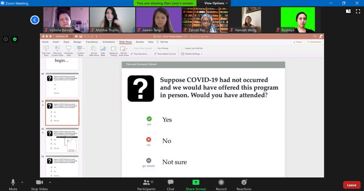 Visuals can be engaging, but they also take over a large share of your students’ screens and attention, and can discourage human connection. So use Screen Sharing carefully, and consider stopping your screenshare of slides when you don’t need them (I need to work on this).
