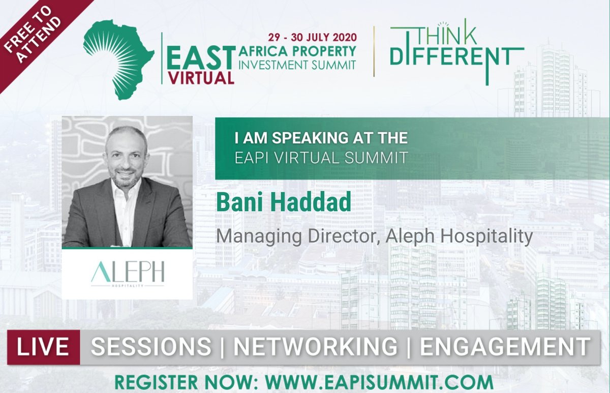 aleph_hosp's tweet image. Join our MD Bani Haddad as he shares his insights and learnings from the impact of the Covid-19 global pandemic  at the upcoming virtual event the EAPI Virtual Summit next week. #eapivirtual#apievents#hospitality#Africa
#Alephhospitality