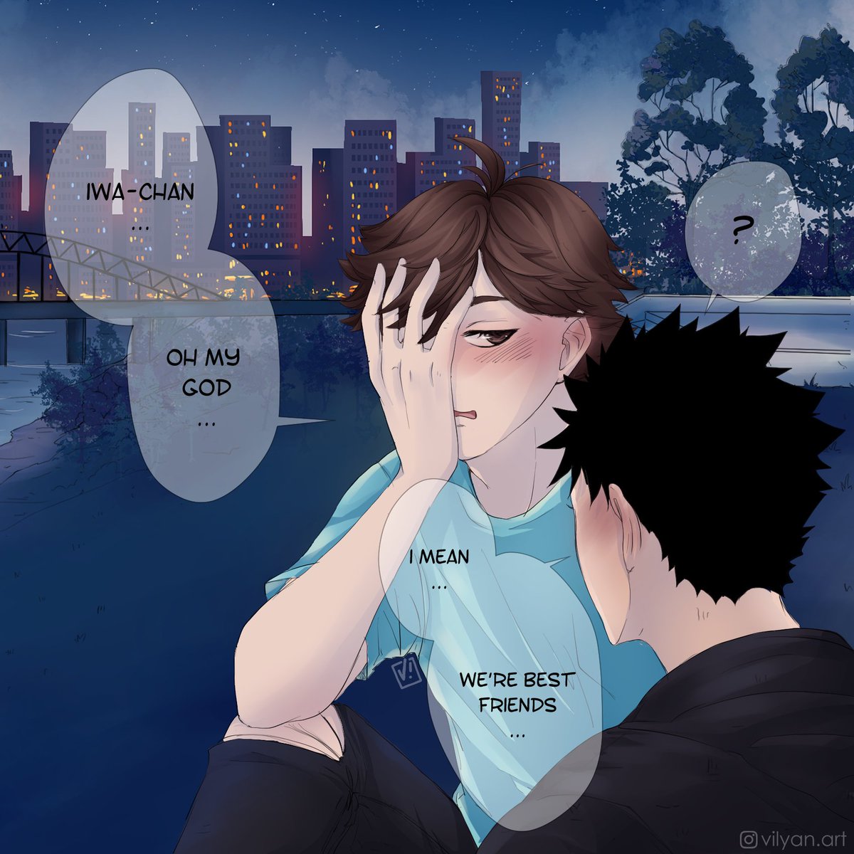 Sooo..haikyuu manga ended at ch402 and I suddenly don't know what to do with my life anymore.?
"I'm sorry! I misunderstand. You say best friends.
I thought you say boyfriends. ?"
#iwaoi #Haikyuu #OIKAWA #IWAIZUMI 
