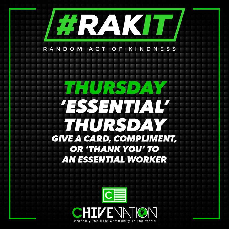 KCCOCalgary's tweet photo. Essential Thursday! Give a card, a compliment, or a thank you to an essential worker. Something you could do is send a tweet out to Calgary Transit thanking them for their hard work or to the City of Calgary for their services.  #RAKitweek #ChiveNation #kccocalgary https://t.co/iCi0c5EfiU