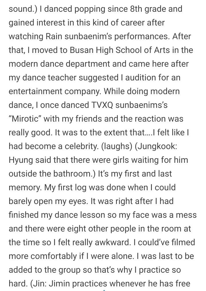 Jimin studied popping for 8 years after being inspired by legendary Rain.